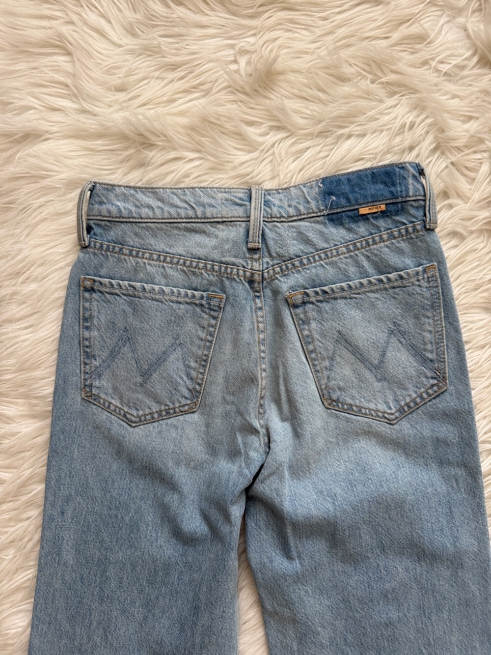 MOTHER Rambler Zip Ankle Fray Light Blue High-Rise Wide Leg Jeans - Picture 7 of 16